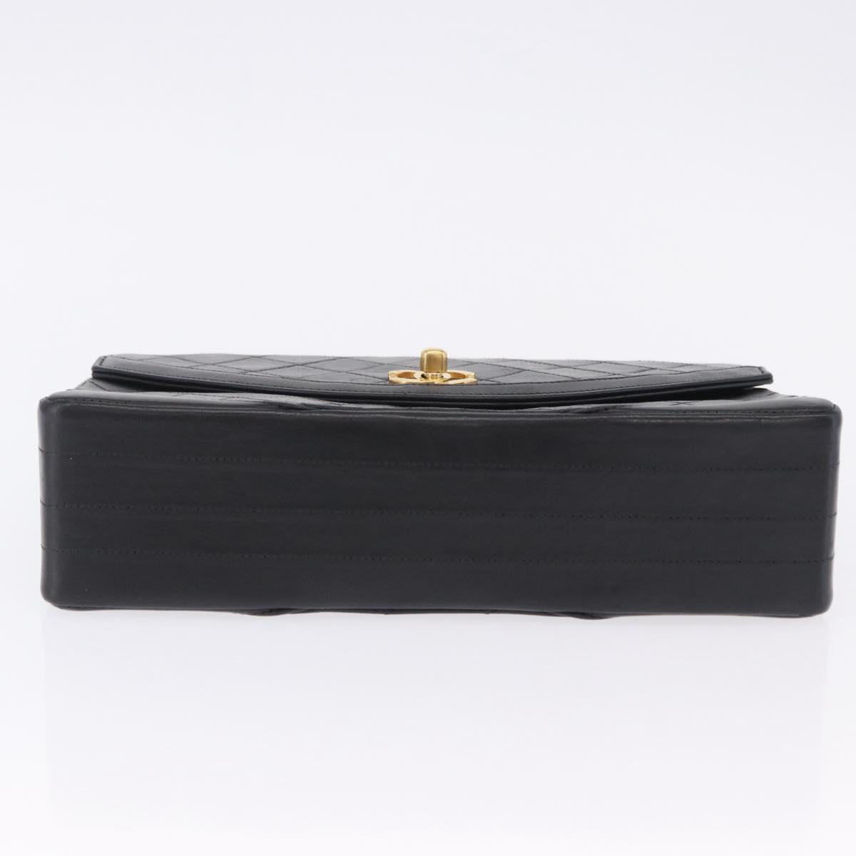 CHANEL Matelasse Chain Shoulder Bag Lamb Skin Black Gold CC Auth 202004SAV