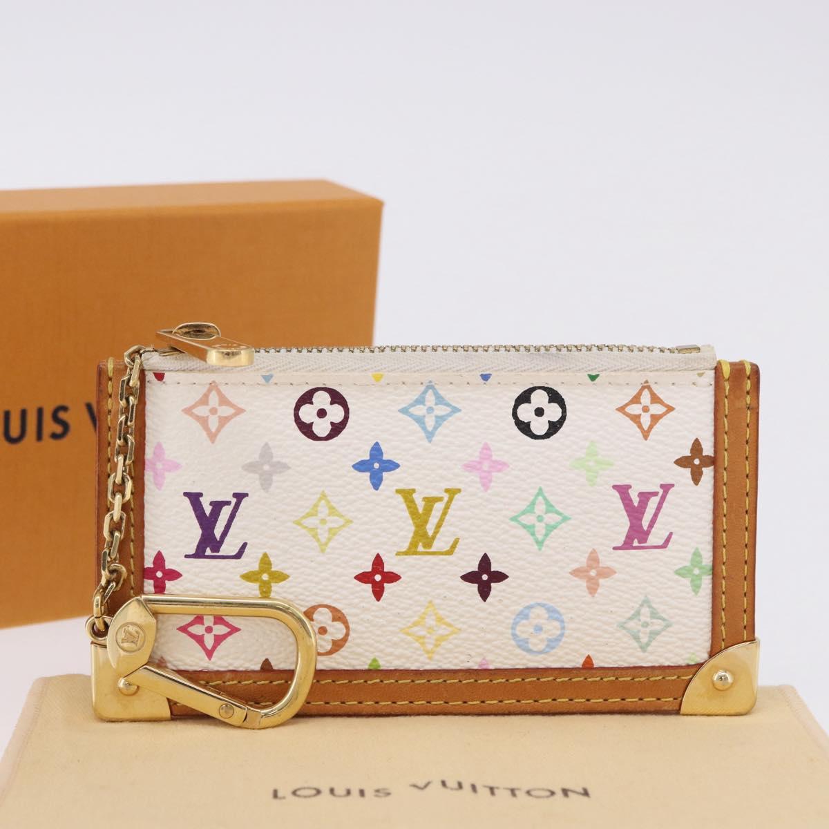 LOUIS VUITTON Multicolor Pochette Cles Coin Purse White M92655 LV Auth 202006A