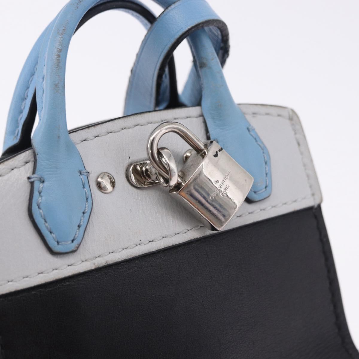 LOUIS VUITTON City Steamer Bag Charm Leather Black Silver LV Auth 202015