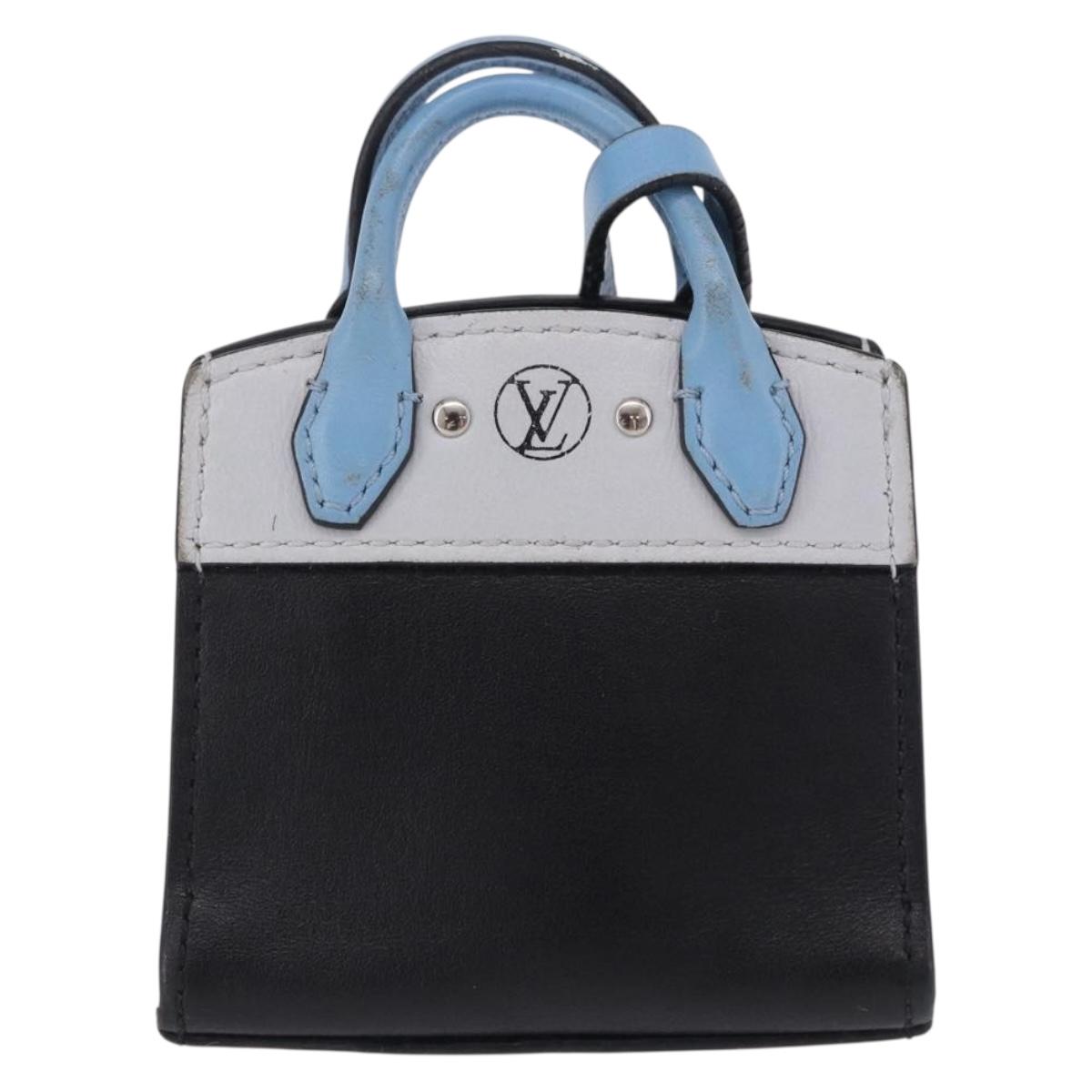 LOUIS VUITTON City Steamer Bag Charm Leather Black Silver LV Auth 202015