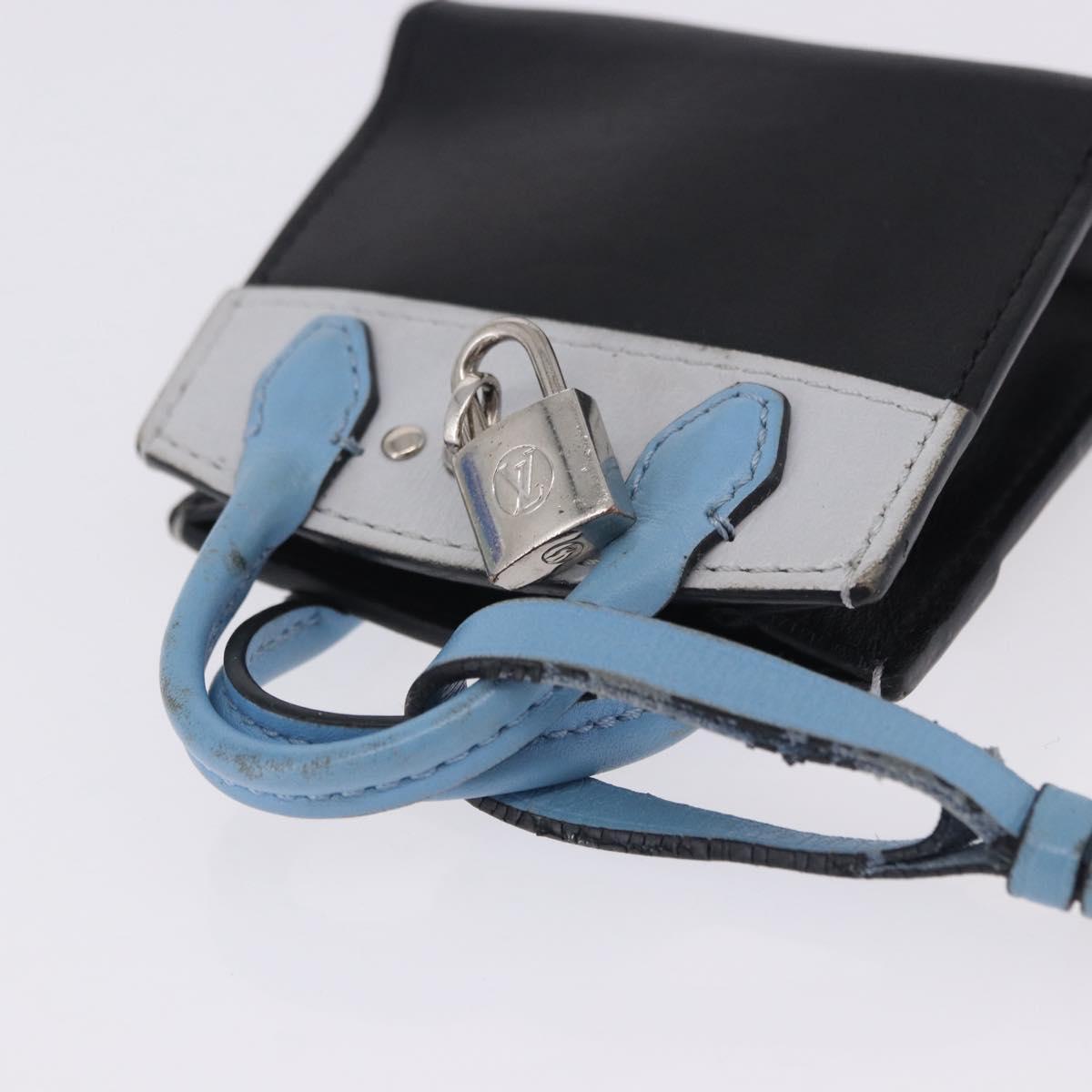 LOUIS VUITTON City Steamer Bag Charm Leather Black Silver LV Auth 202015