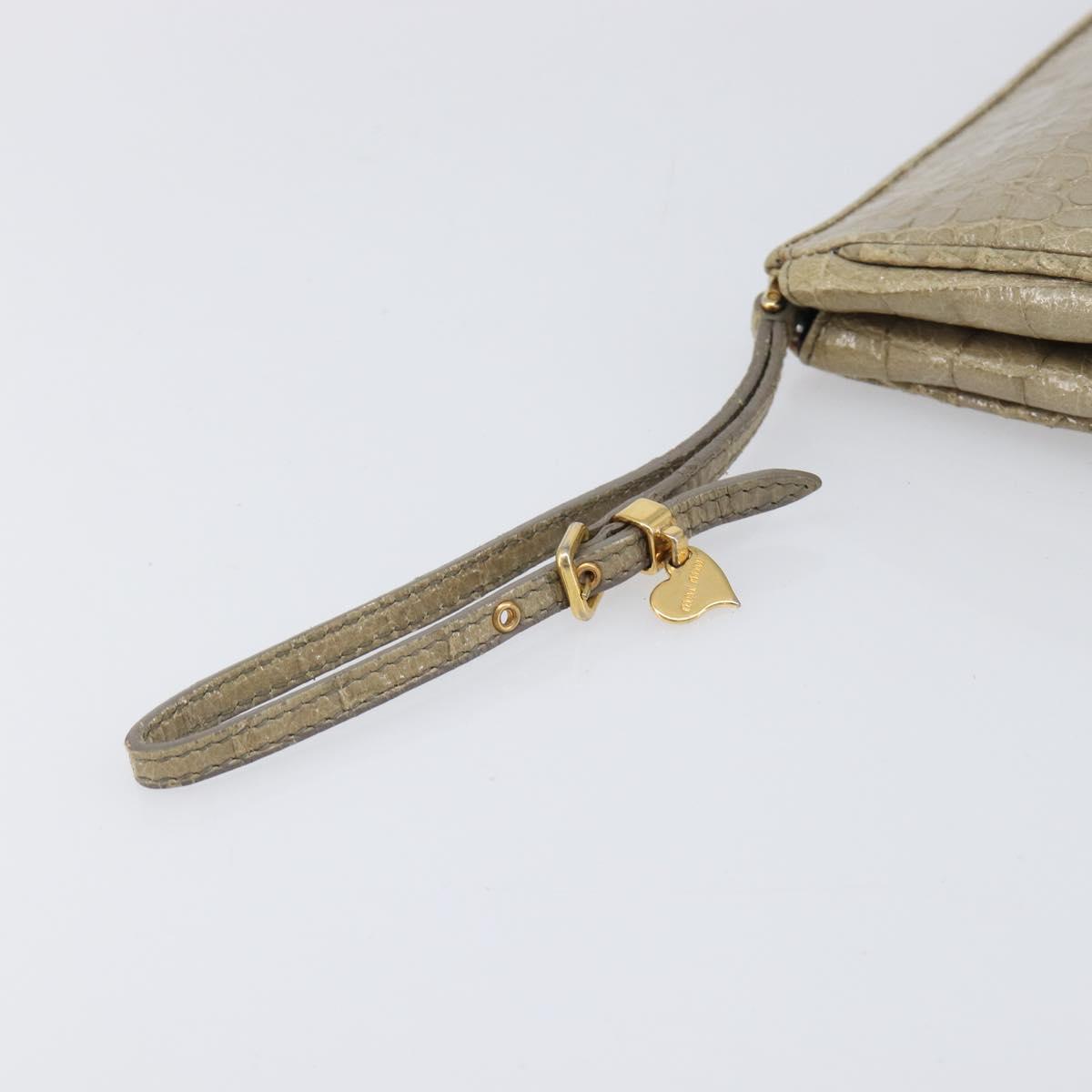Miu Miu Clutch Bag Leather Beige Gold Auth 202018