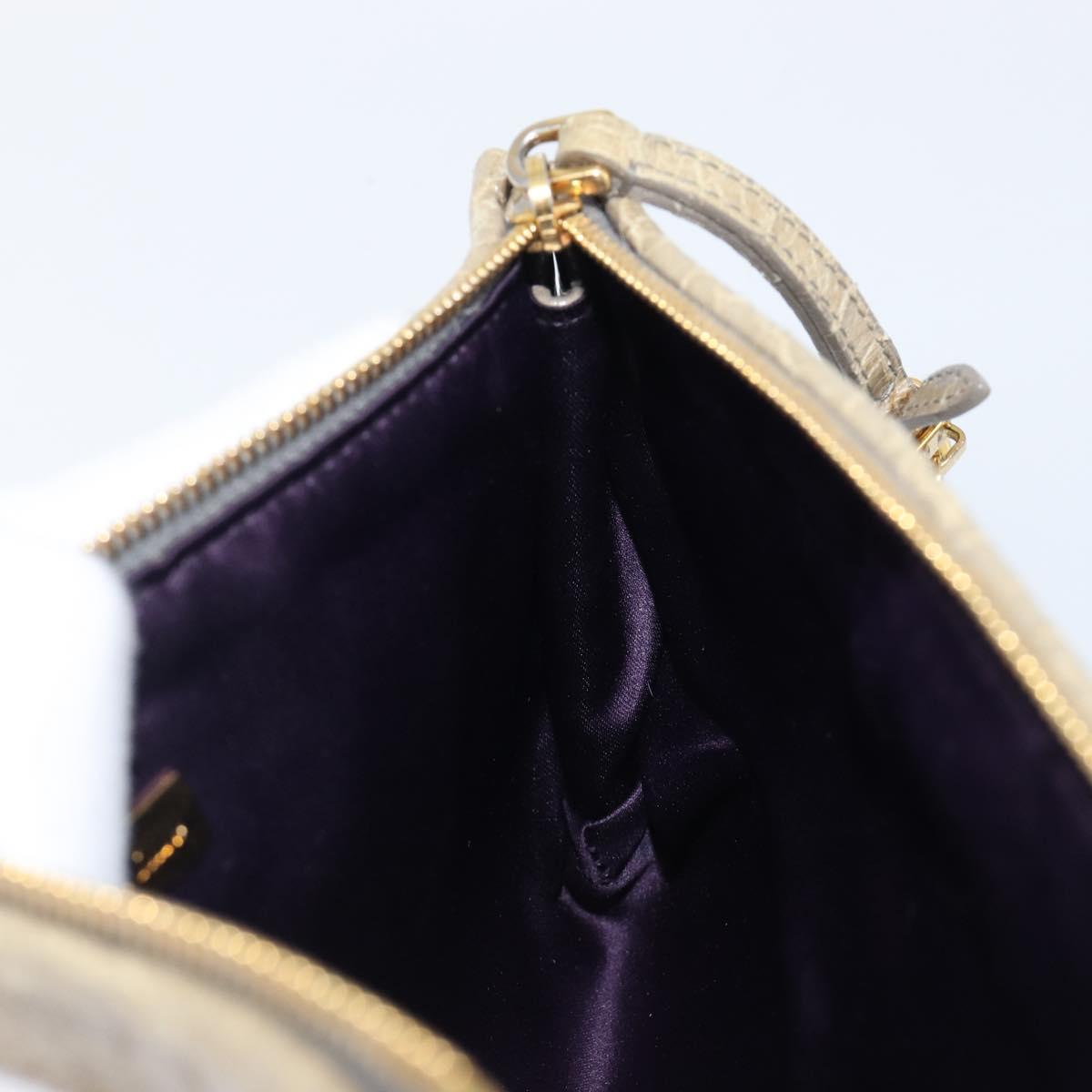 Miu Miu Clutch Bag Leather Beige Gold Auth 202018