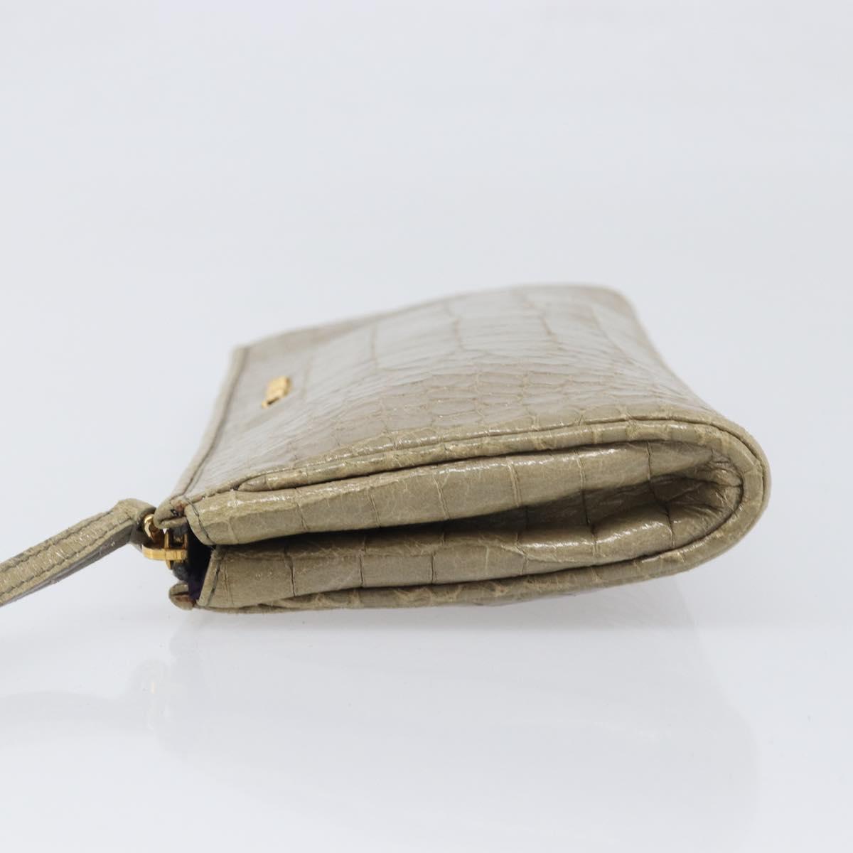 Miu Miu Clutch Bag Leather Beige Gold Auth 202018
