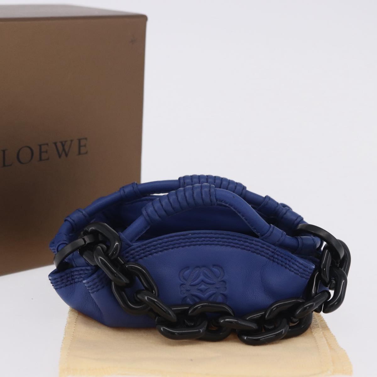 LOEWE Nappa Aire Coin Purse Leather Blue Auth 202034V