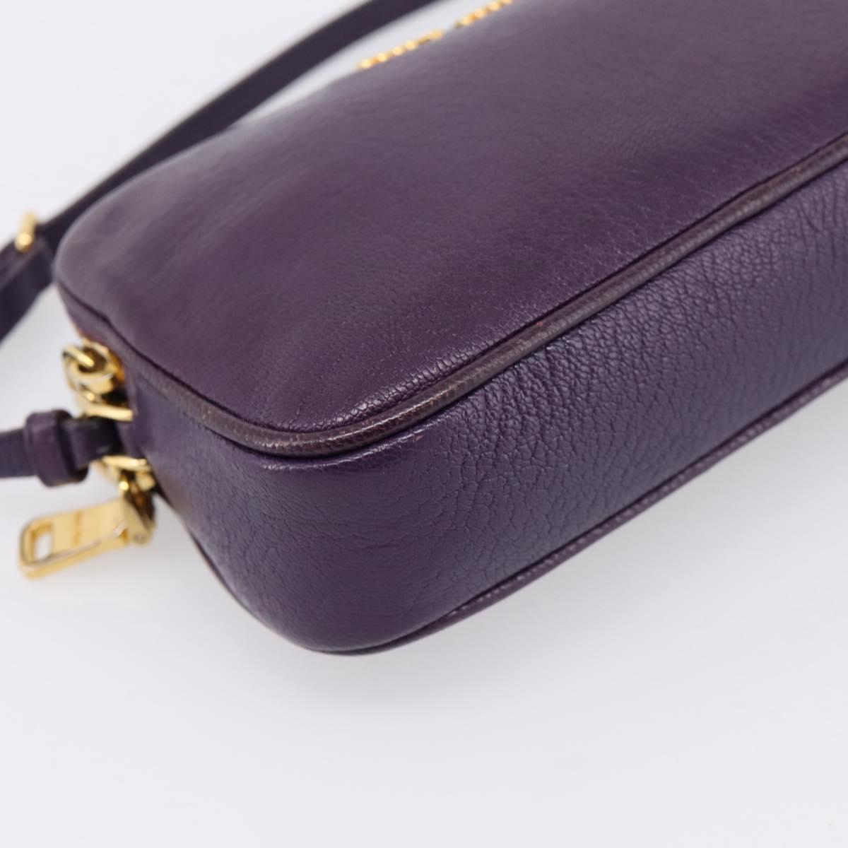 Miu Miu Hand Pouch Leather Purple Gold Auth 202035V