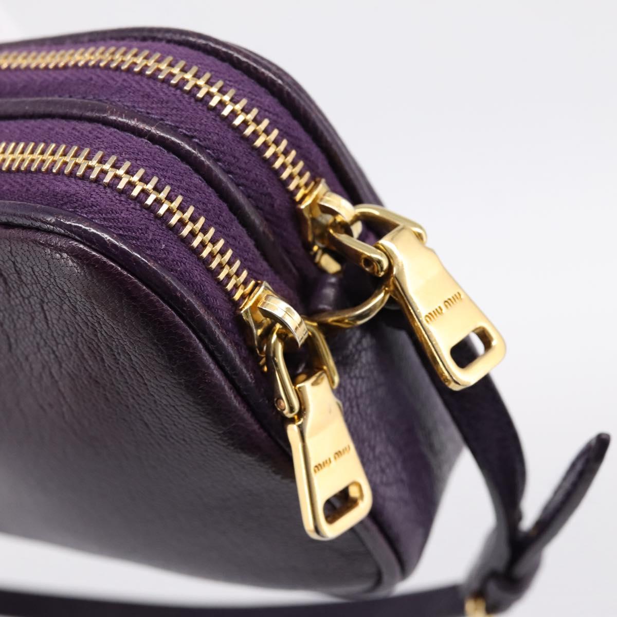 Miu Miu Hand Pouch Leather Purple Gold Auth 202035V