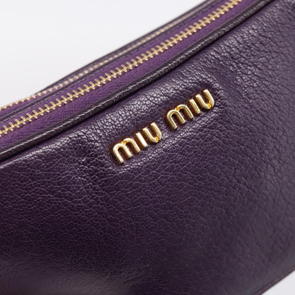 Miu Miu Hand Pouch Leather Purple Gold Auth 202035V