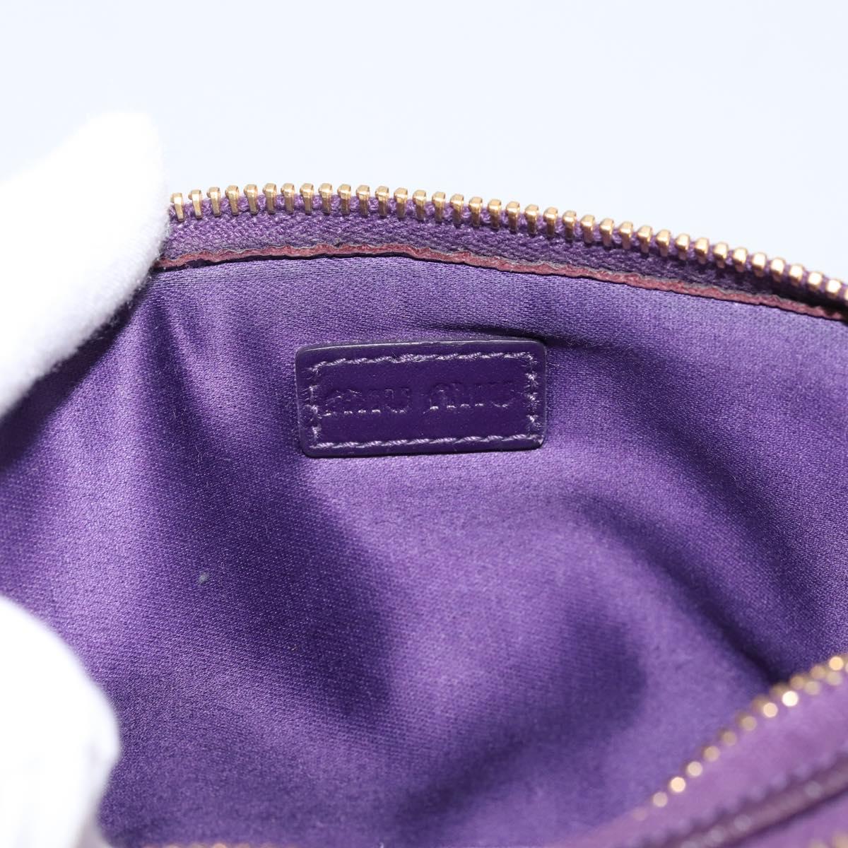 Miu Miu Hand Pouch Leather Purple Gold Auth 202035V