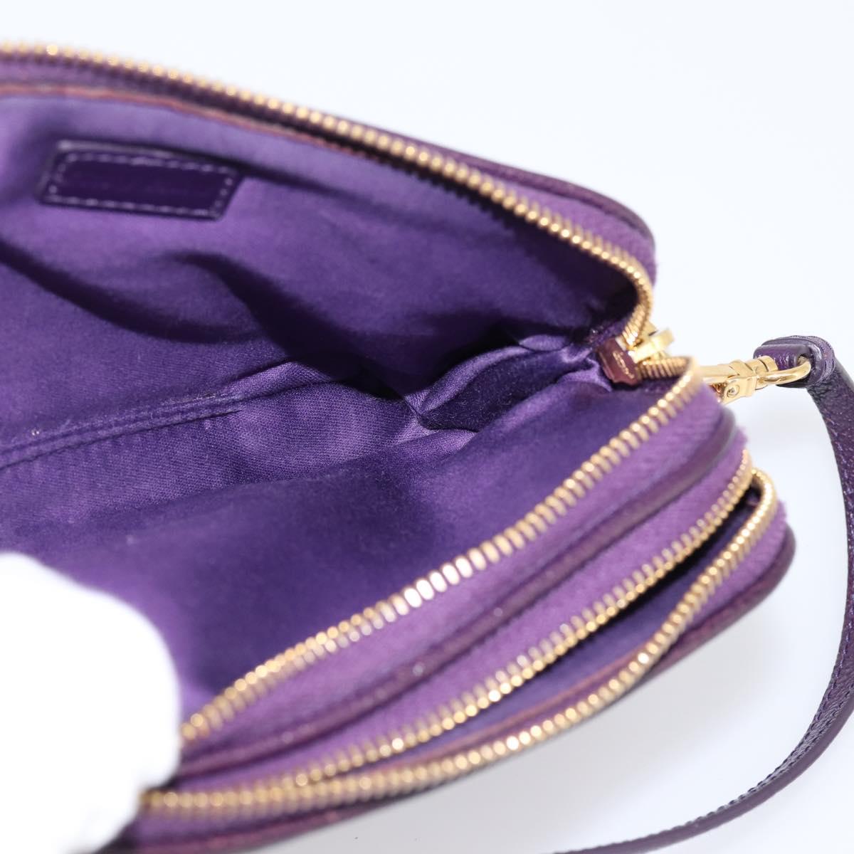 Miu Miu Hand Pouch Leather Purple Gold Auth 202035V