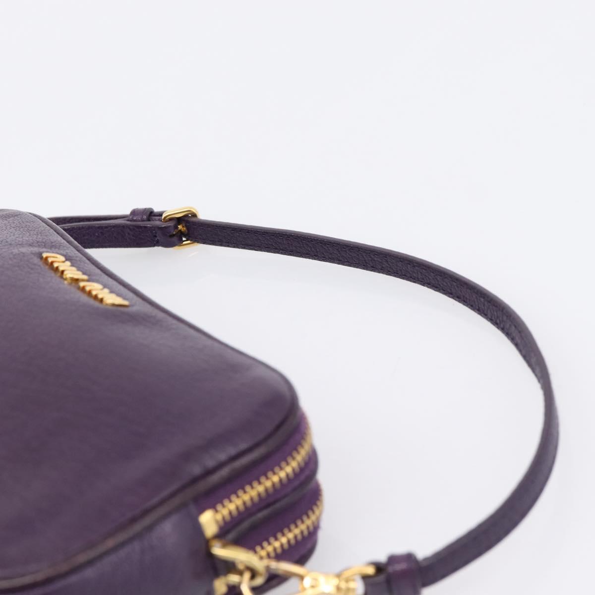 Miu Miu Hand Pouch Leather Purple Gold Auth 202035V