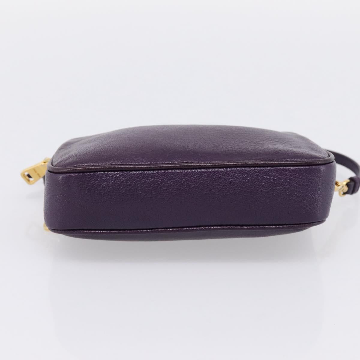 Miu Miu Hand Pouch Leather Purple Gold Auth 202035V