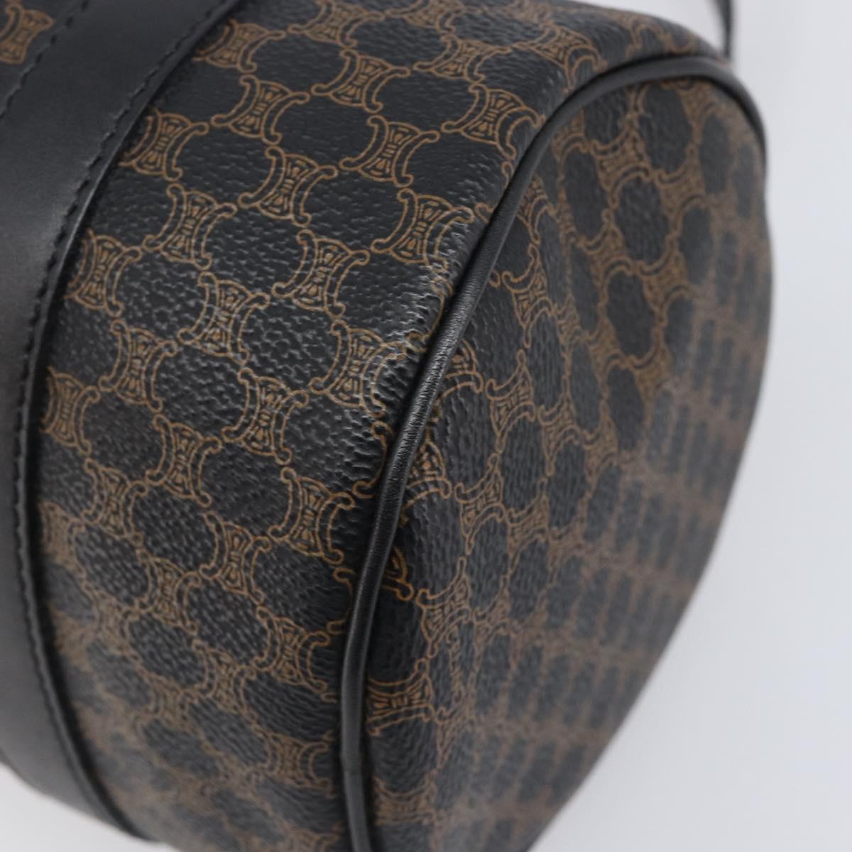 CELINE Macadam Hand Bag PVC Leather Black Gold Tone Auth 202048V