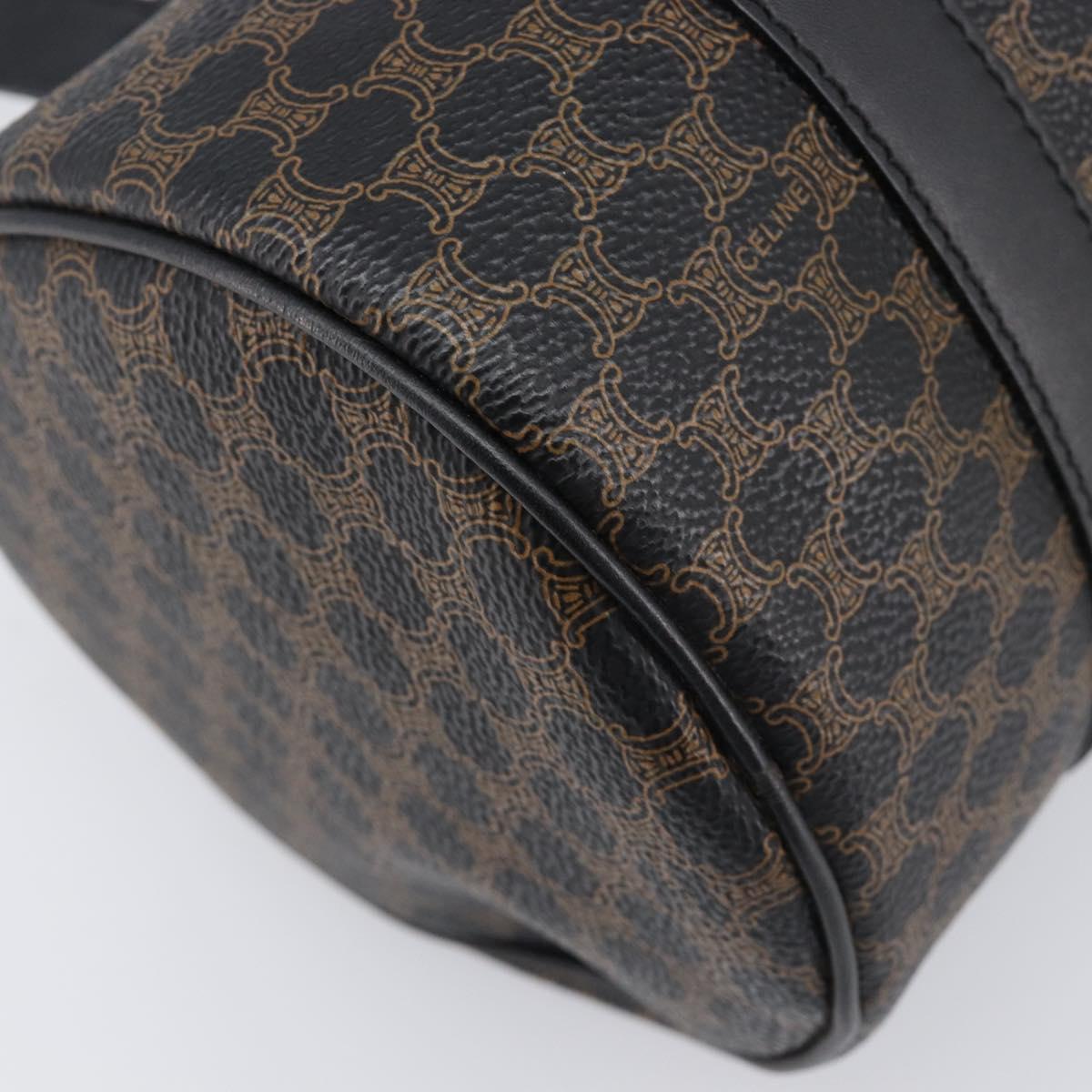 CELINE Macadam Hand Bag PVC Leather Black Gold Tone Auth 202048V