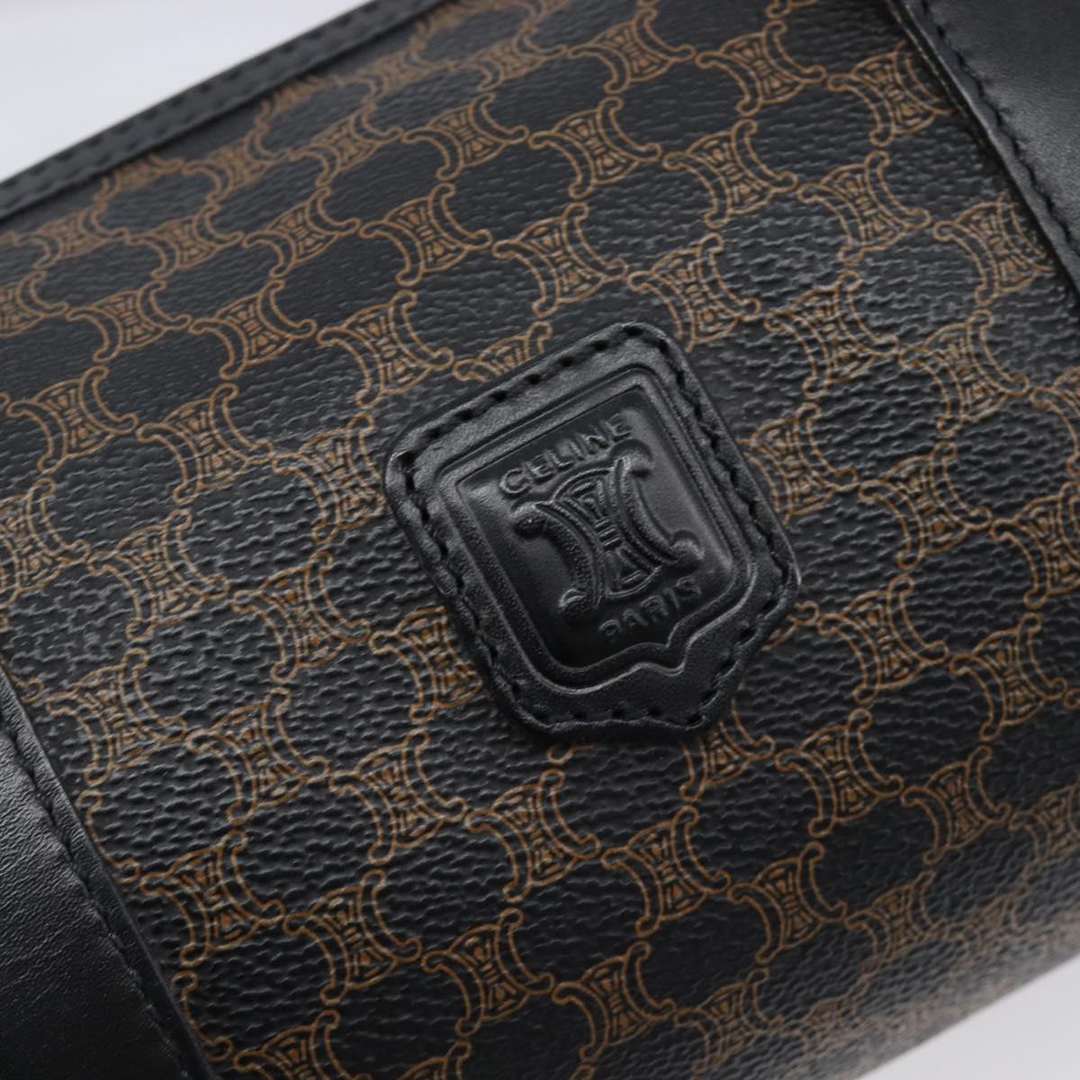 CELINE Macadam Hand Bag PVC Leather Black Gold Tone Auth 202048V