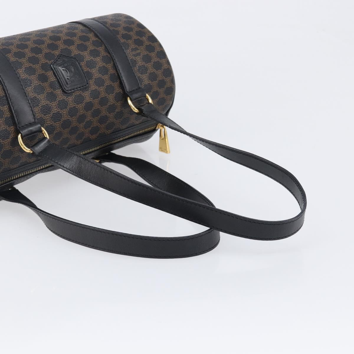 CELINE Macadam Hand Bag PVC Leather Black Gold Tone Auth 202048V