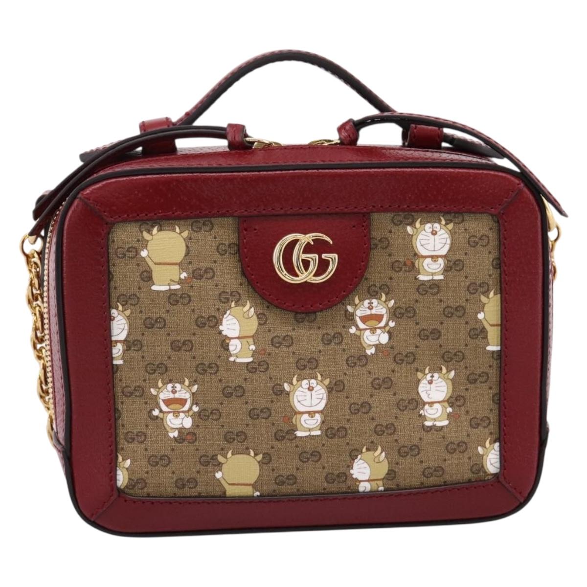 GUCCI Micro GG Supreme Doraemon Collaboration Bag PVC Beige 655596 Auth 202069M