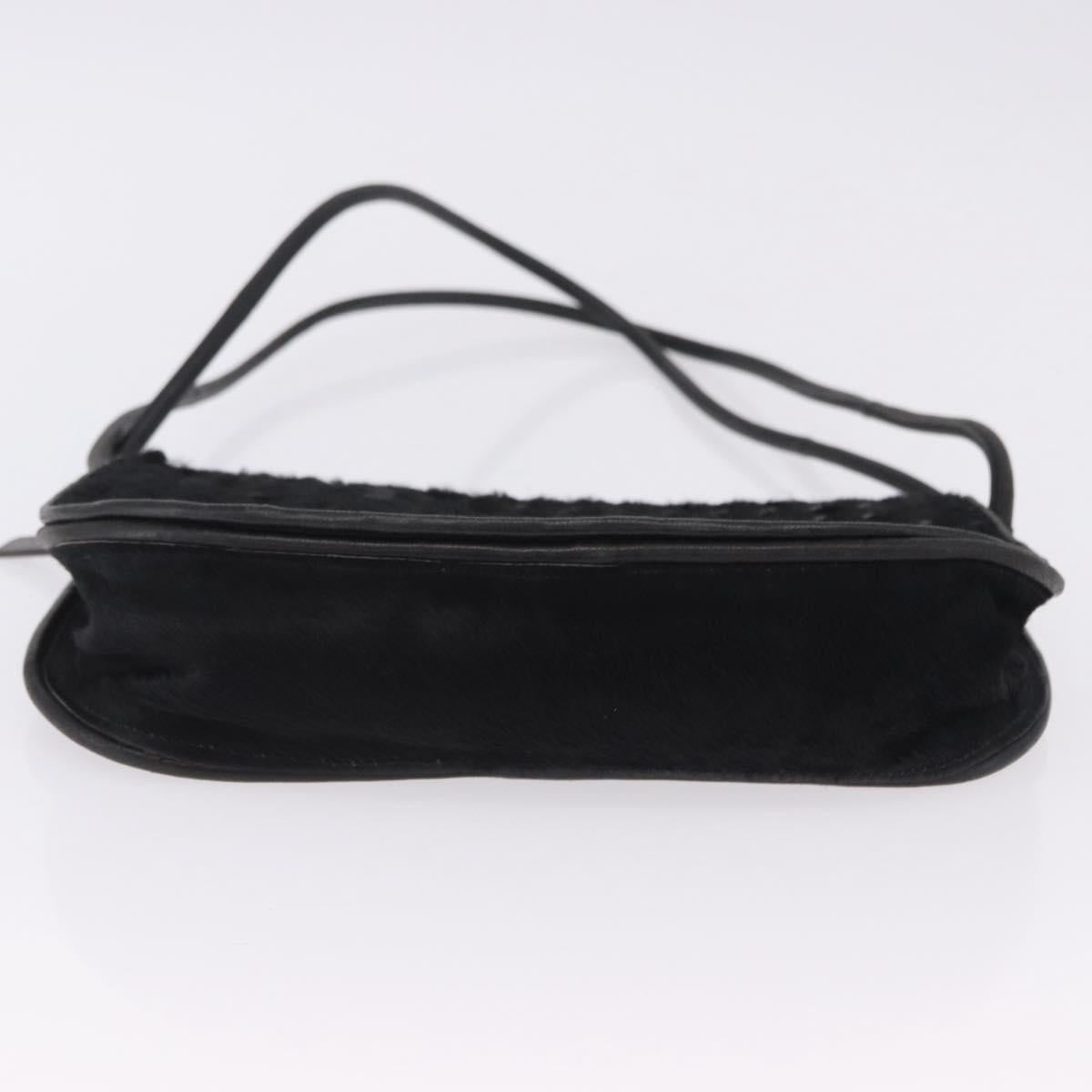 BOTTEGA VENETA INTRECCIATO Shoulder Bag Fur Black Auth 202071