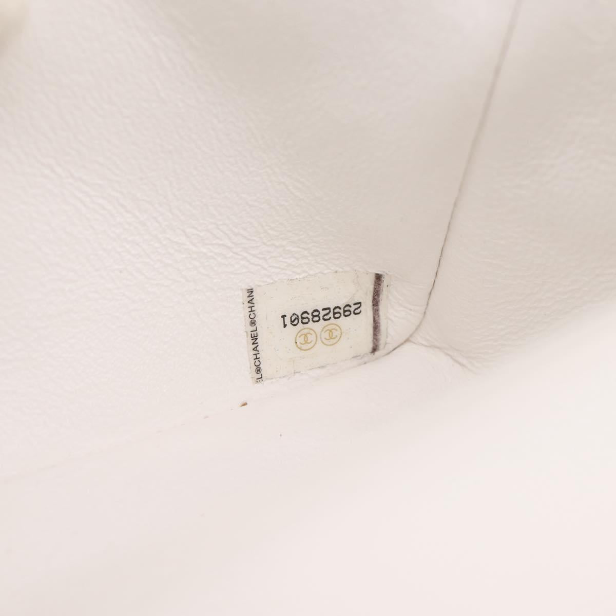 CHANEL Mini Matelasse 20 Chain Shoulder Bag tweed White Silver CC Auth 202073SM
