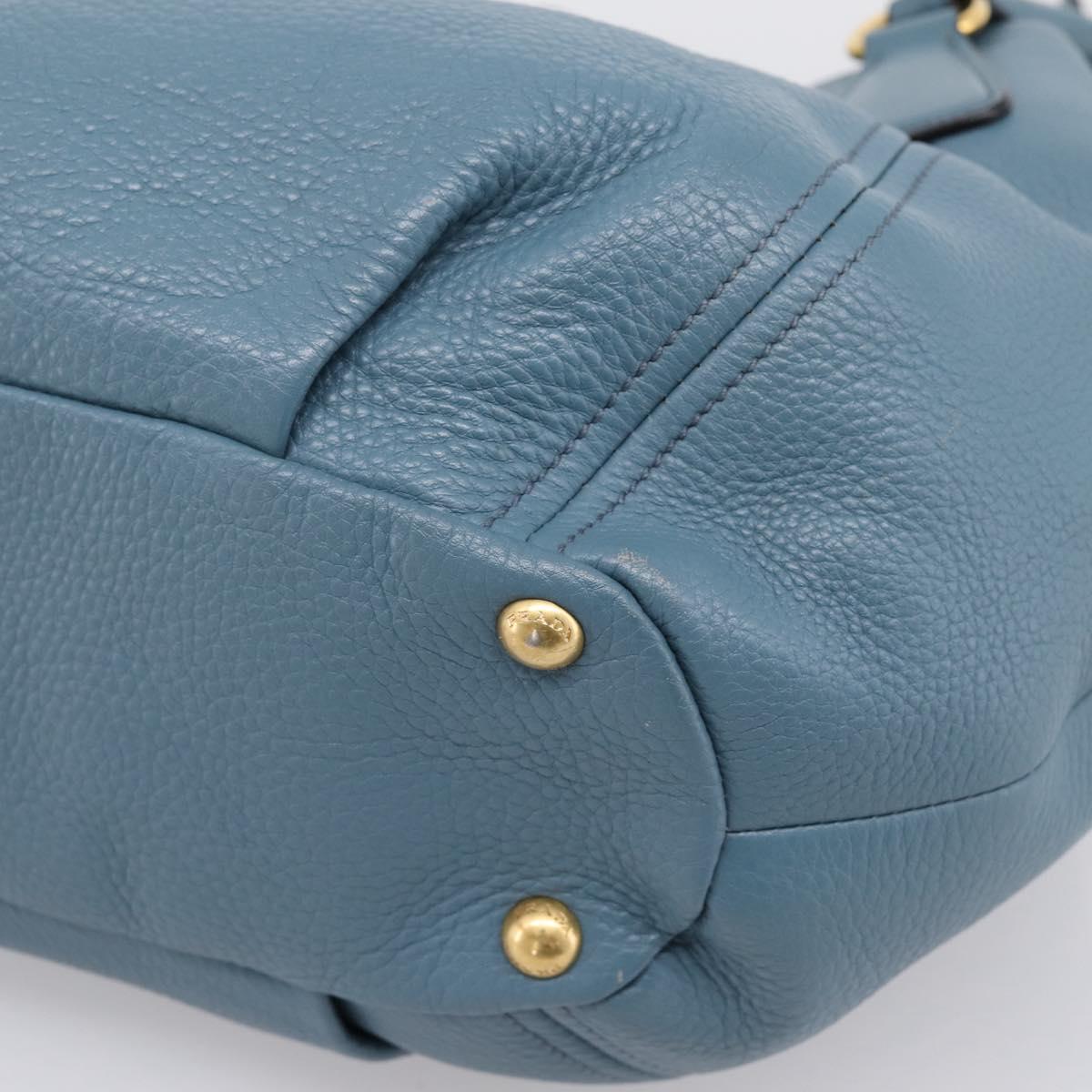 PRADA Hand Bag Leather 2way Light Blue Gold Tone Auth 202074V