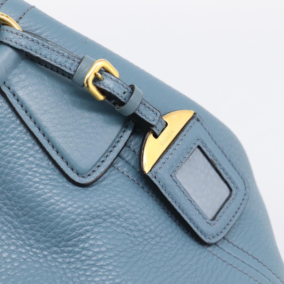 PRADA Hand Bag Leather 2way Light Blue Gold Tone Auth 202074V