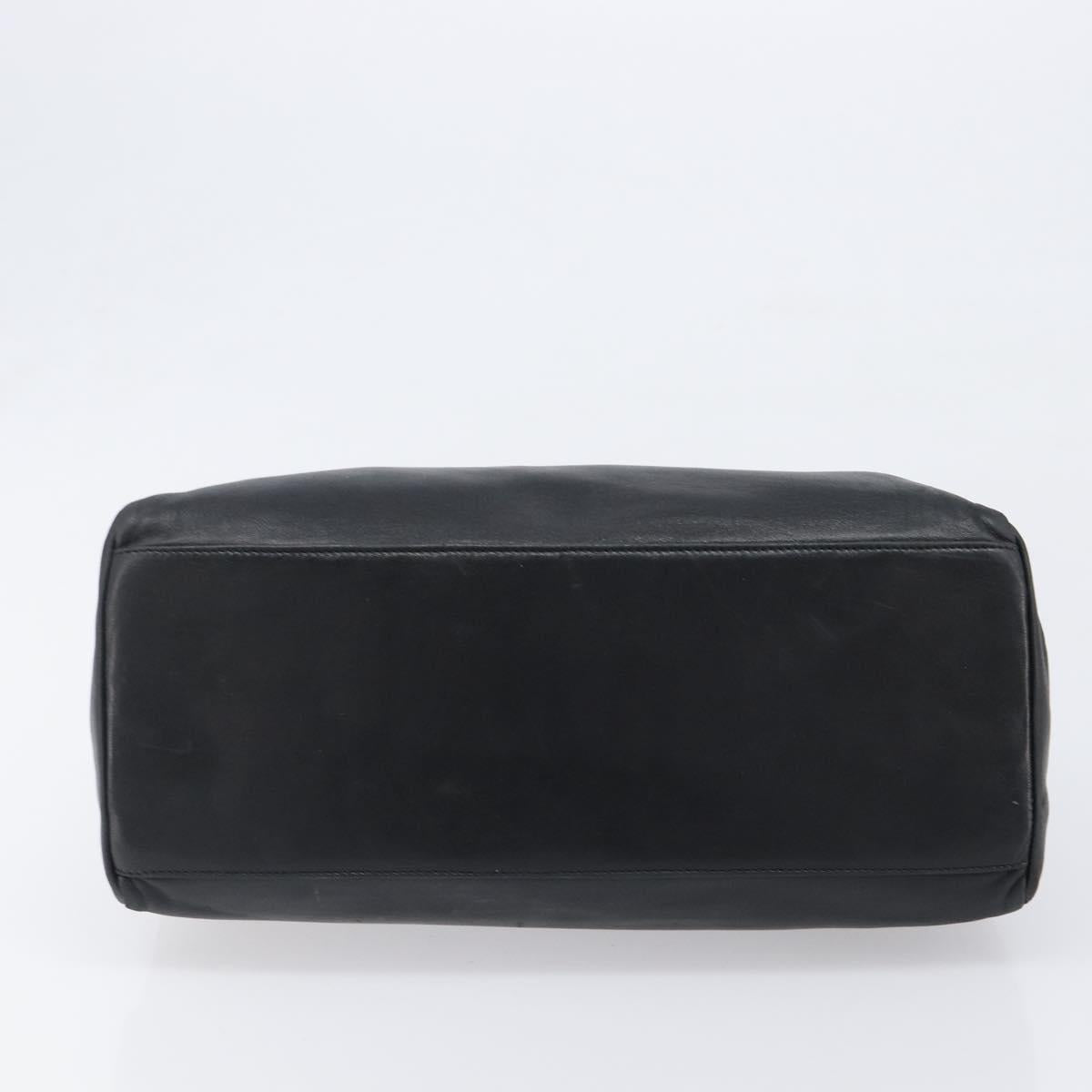 PRADA Hand Bag Leather Black Silver Auth 202075A
