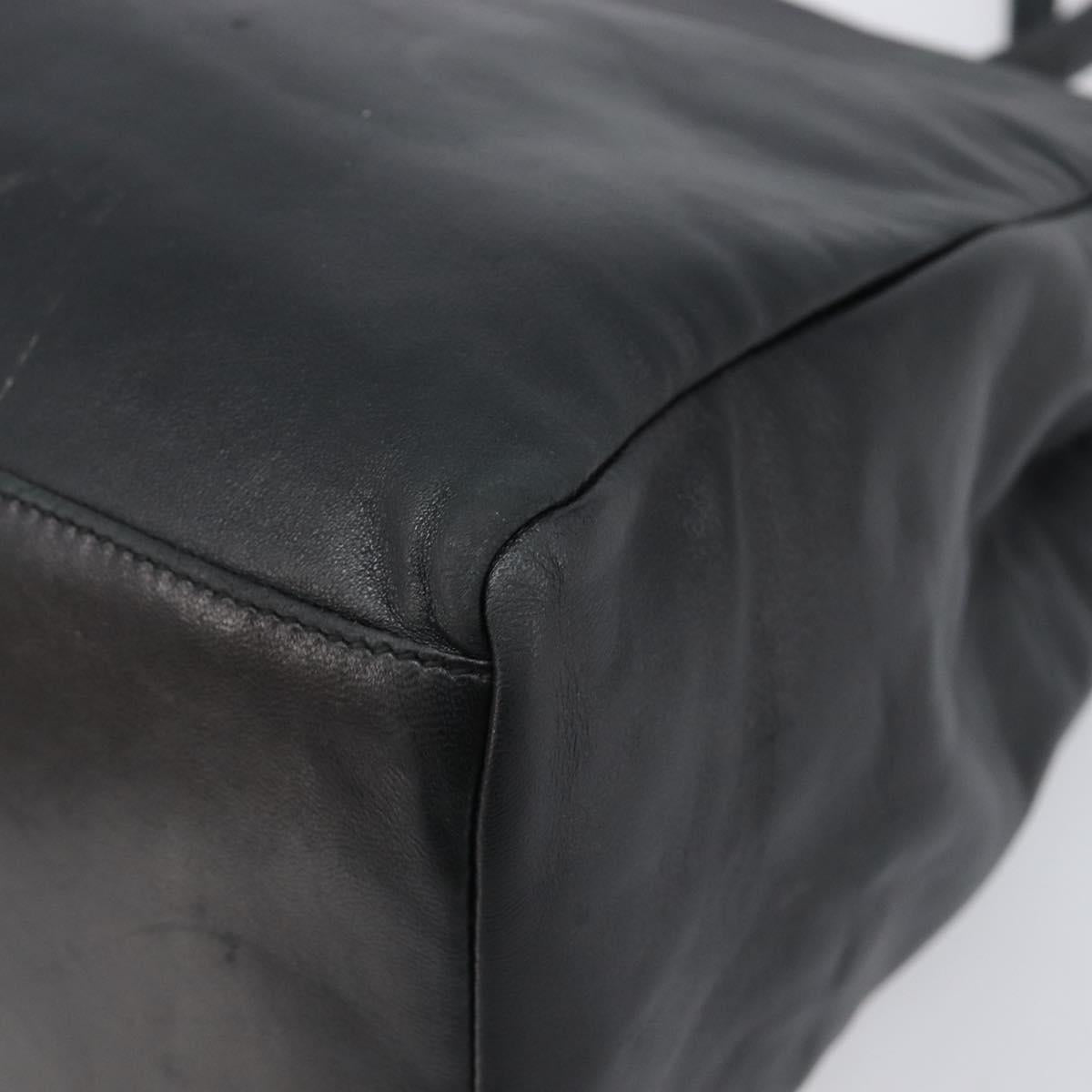 PRADA Hand Bag Leather Black Silver Auth 202075A