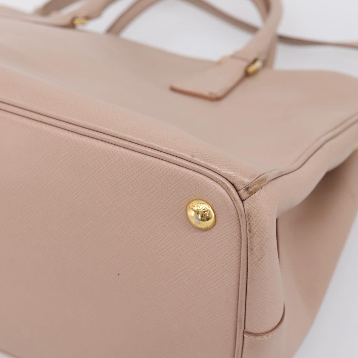 PRADA Galleria Hand Bag Saffiano 2way Pink Gold Tone Auth 202076V