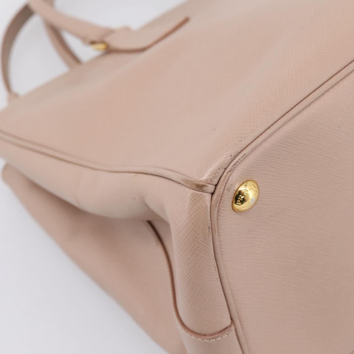 PRADA Galleria Hand Bag Saffiano 2way Pink Gold Tone Auth 202076V