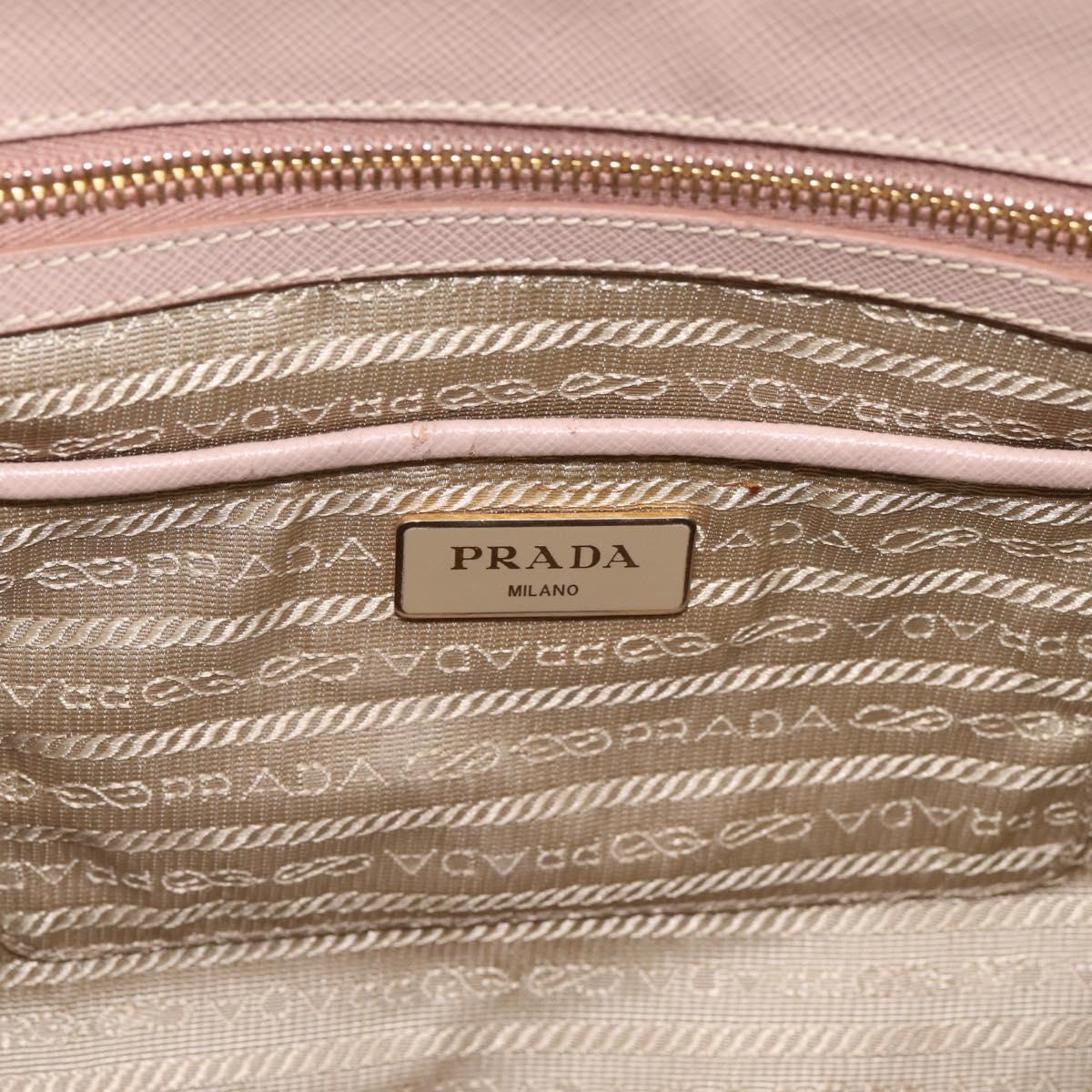 PRADA Galleria Hand Bag Saffiano 2way Pink Gold Tone Auth 202076V
