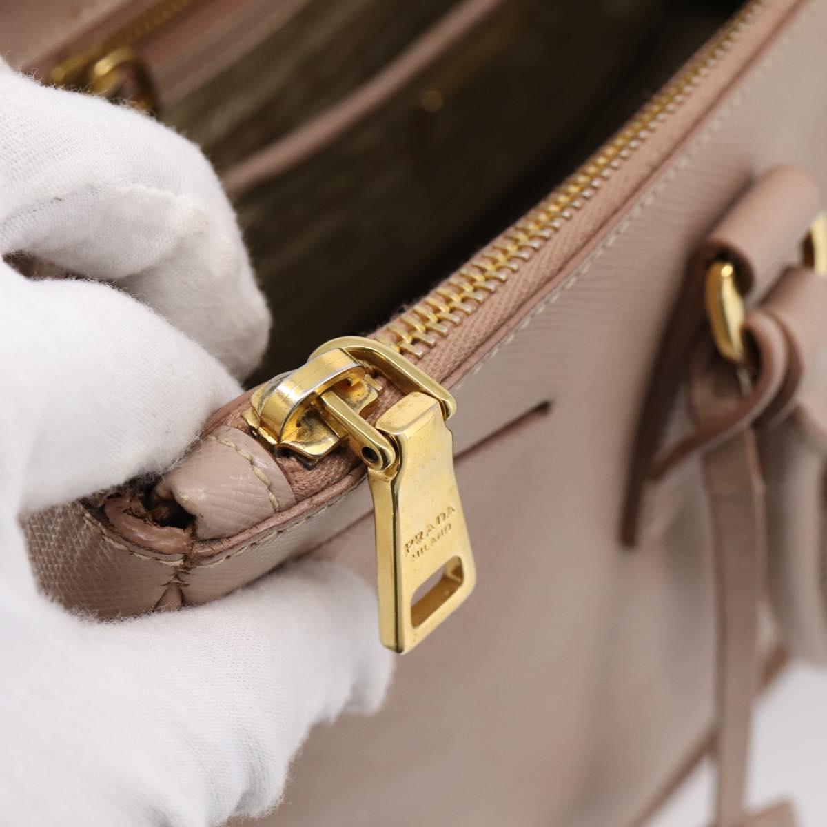 PRADA Galleria Hand Bag Saffiano 2way Pink Gold Tone Auth 202076V