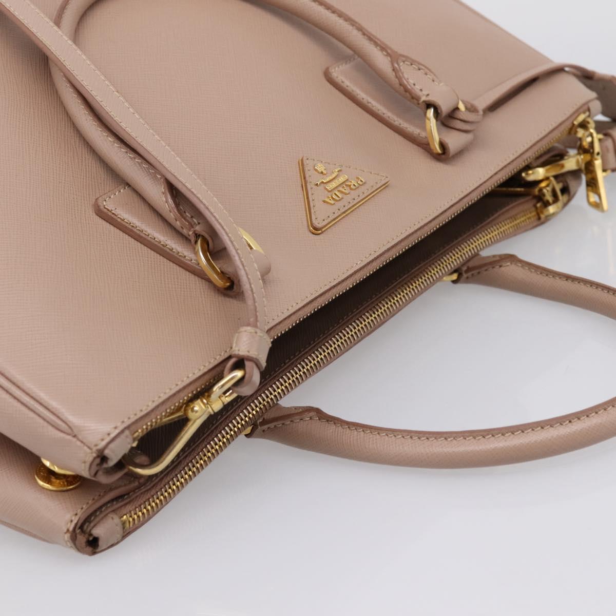 PRADA Galleria Hand Bag Saffiano 2way Pink Gold Tone Auth 202076V