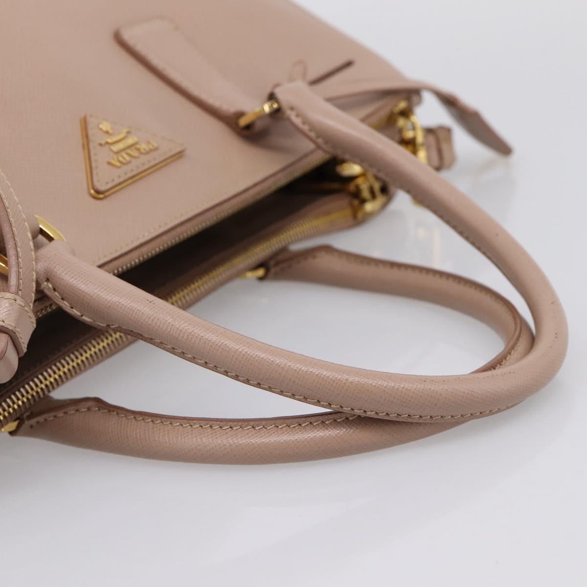 PRADA Galleria Hand Bag Saffiano 2way Pink Gold Tone Auth 202076V