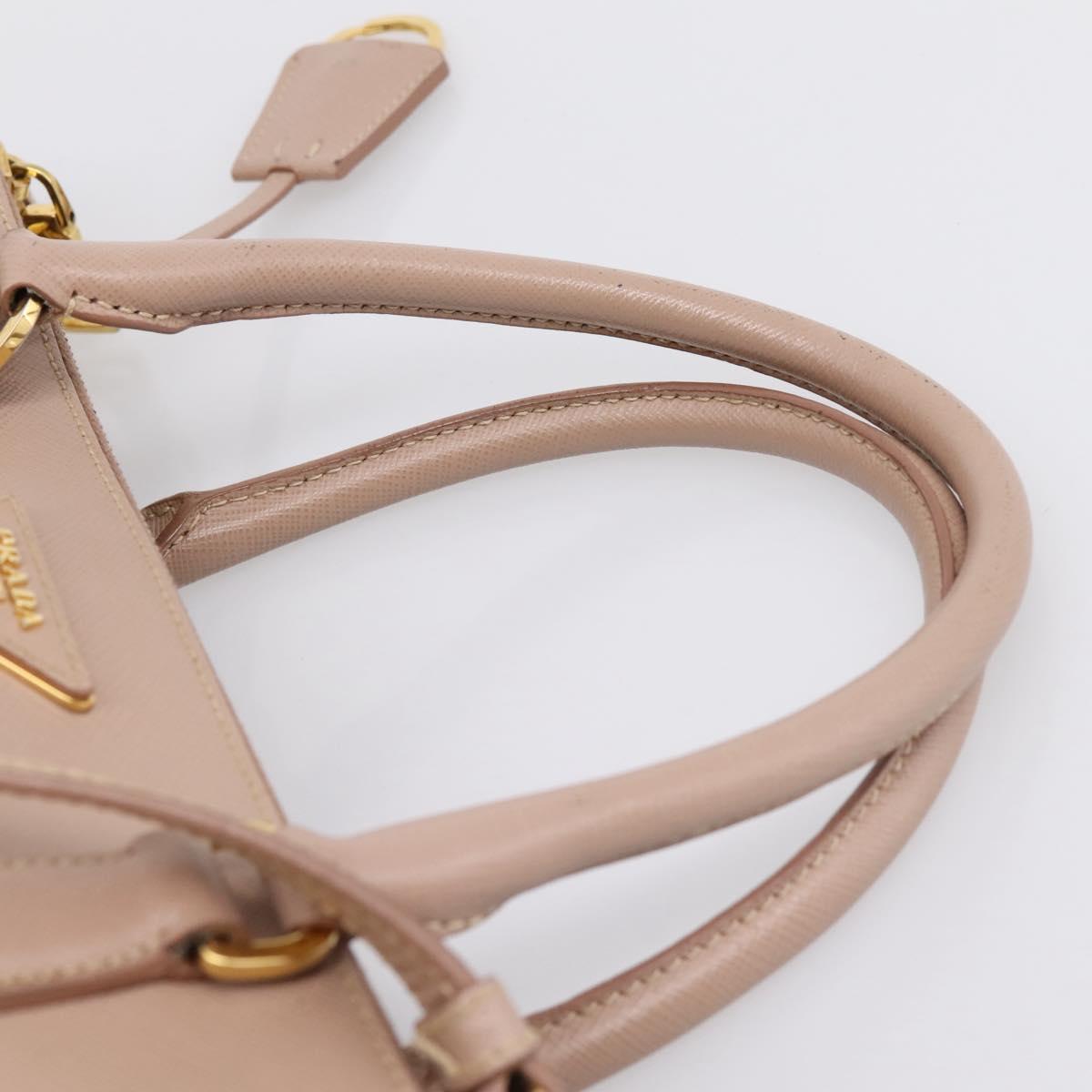 PRADA Galleria Hand Bag Saffiano 2way Pink Gold Tone Auth 202076V