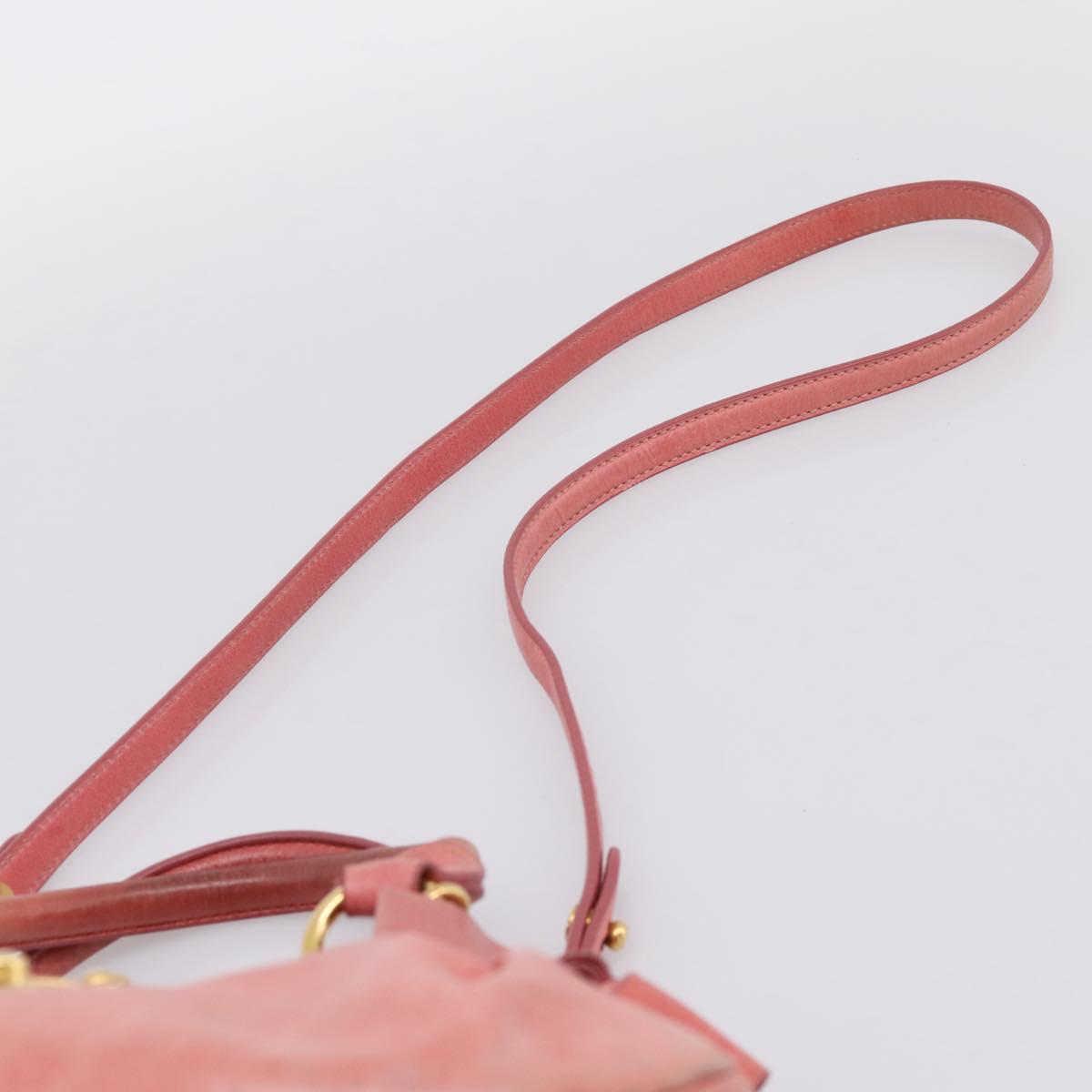 Miu Miu Vitellolux Hand Bag Leather 2way Pink Gold Tone Auth 202077V