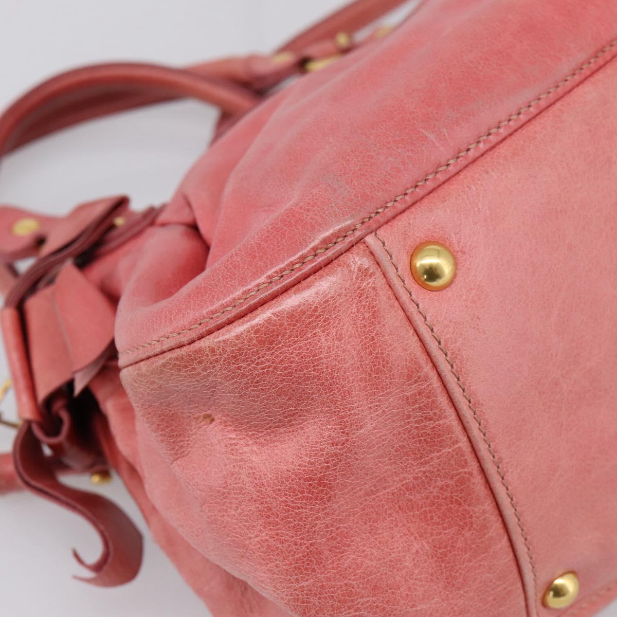 Miu Miu Vitellolux Hand Bag Leather 2way Pink Gold Tone Auth 202077V