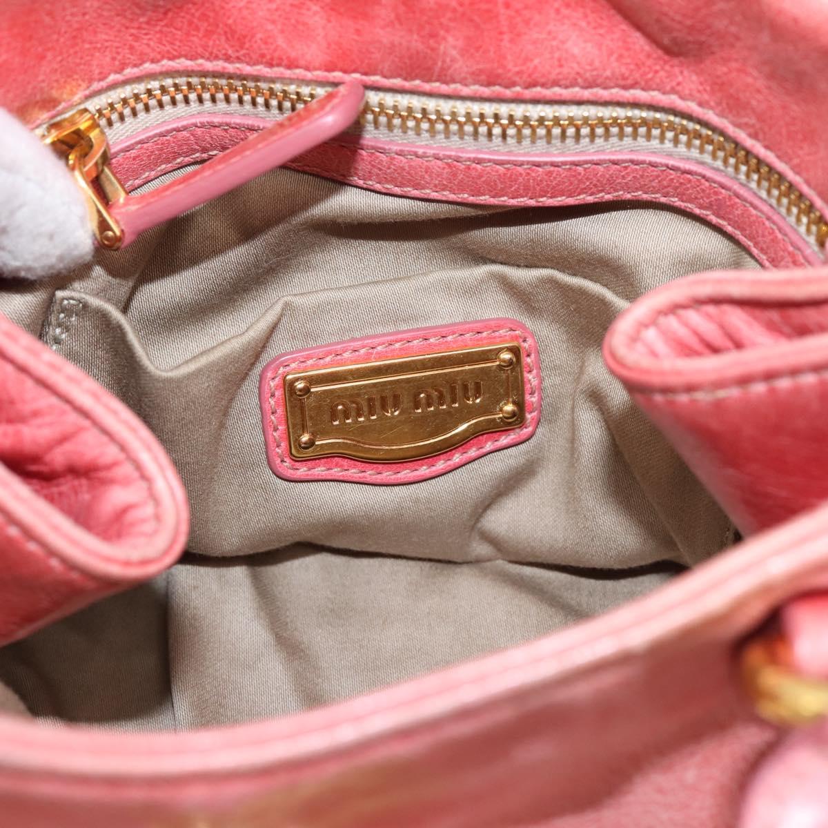 Miu Miu Vitellolux Hand Bag Leather 2way Pink Gold Tone Auth 202077V