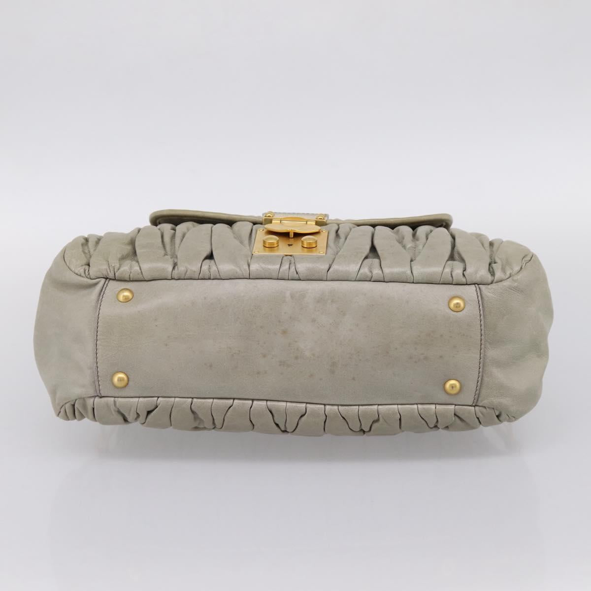 Miu Miu Vitellolux Hand Bag Leather 2way Green Gold Tone Auth 202078V