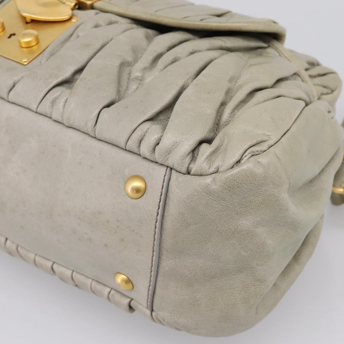 Miu Miu Vitellolux Hand Bag Leather 2way Green Gold Tone Auth 202078V