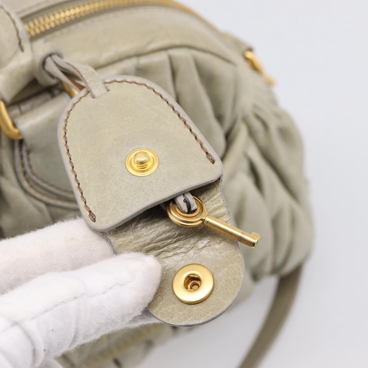 Miu Miu Vitellolux Hand Bag Leather 2way Green Gold Tone Auth 202078V