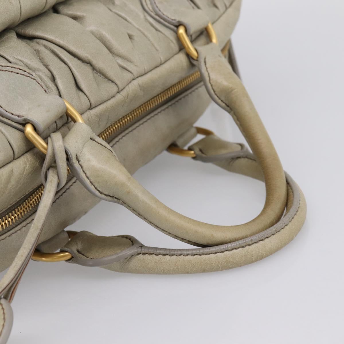 Miu Miu Vitellolux Hand Bag Leather 2way Green Gold Tone Auth 202078V
