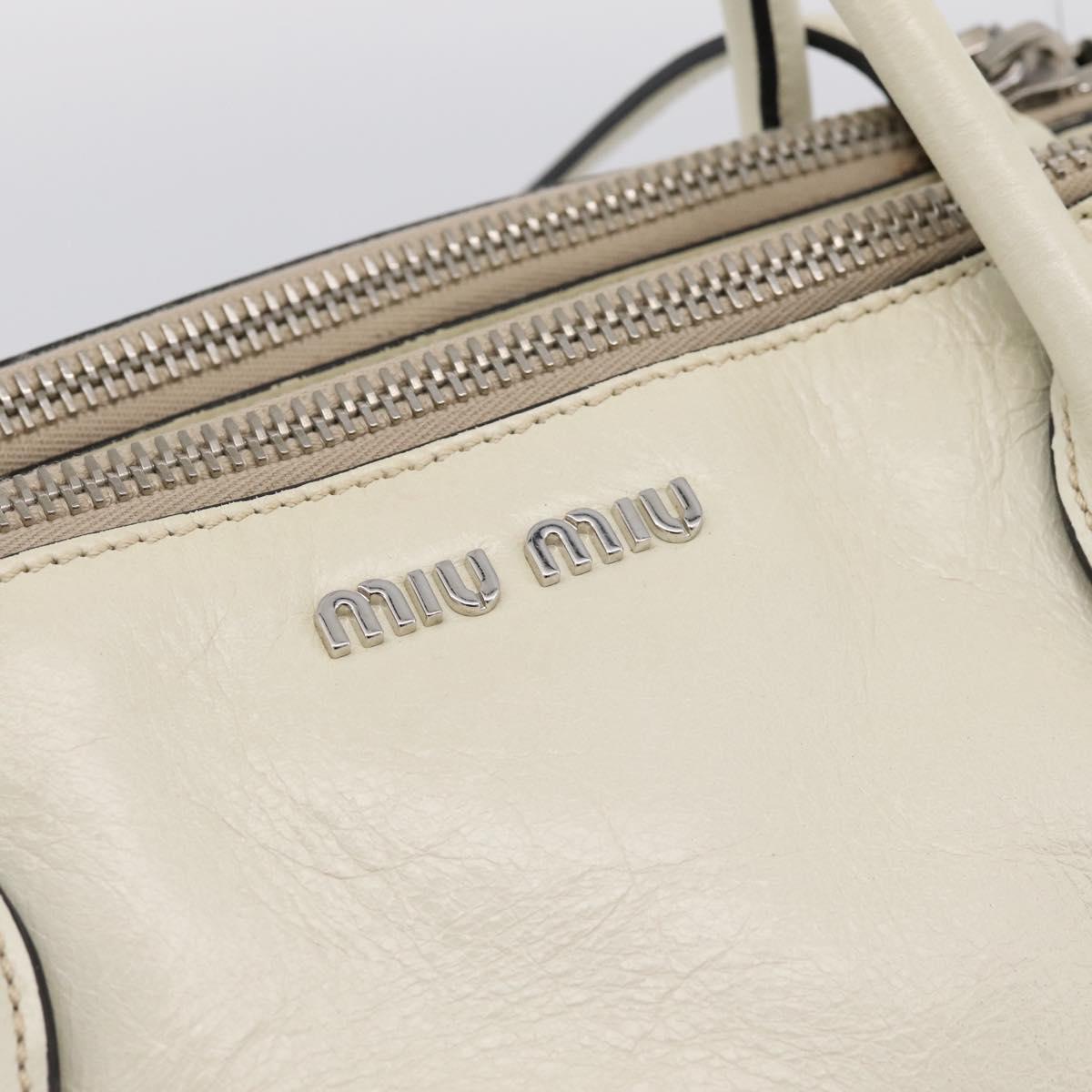 Miu Miu Vitellolux Hand Bag Leather 2way Black White Auth 202079V