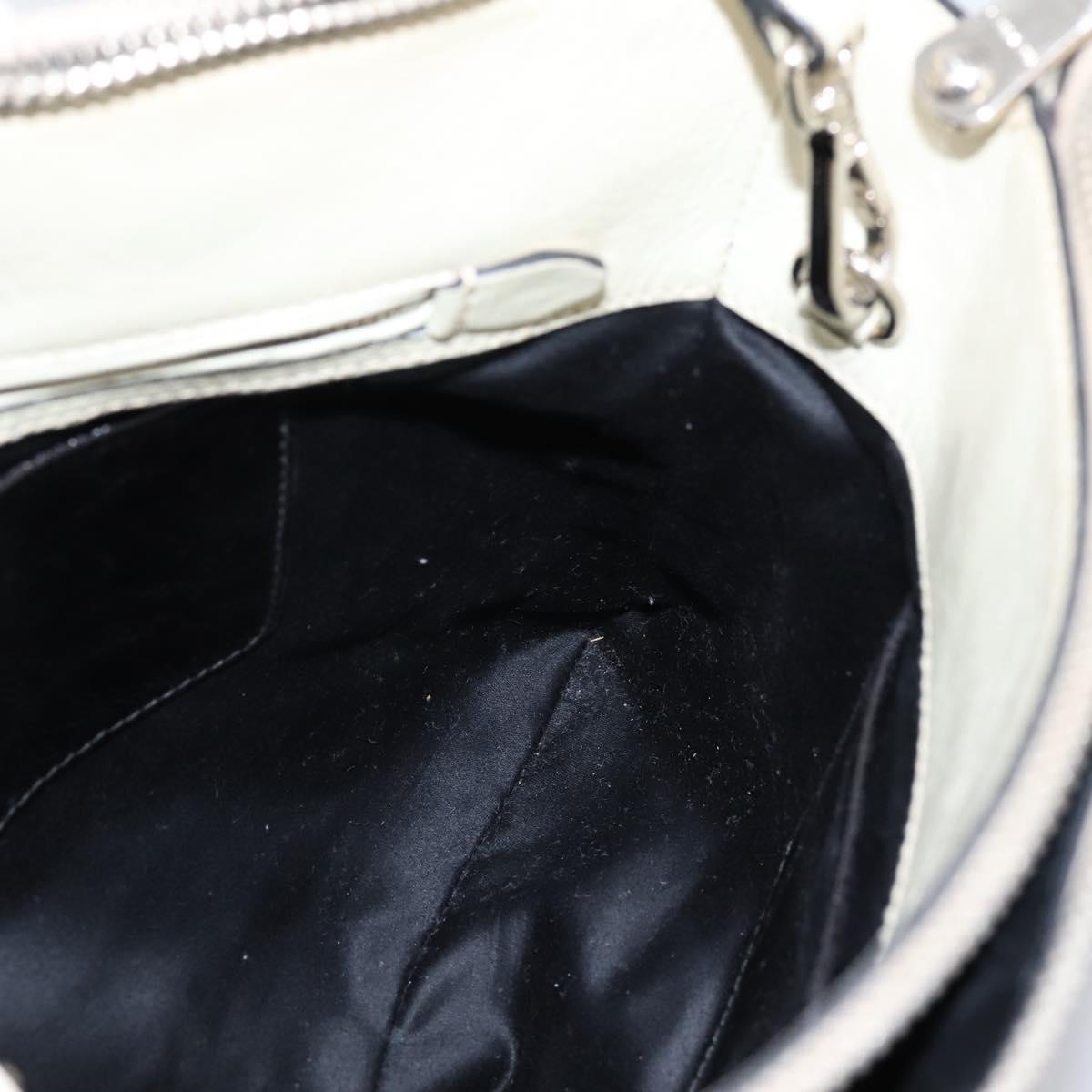 Miu Miu Vitellolux Hand Bag Leather 2way Black White Auth 202079V