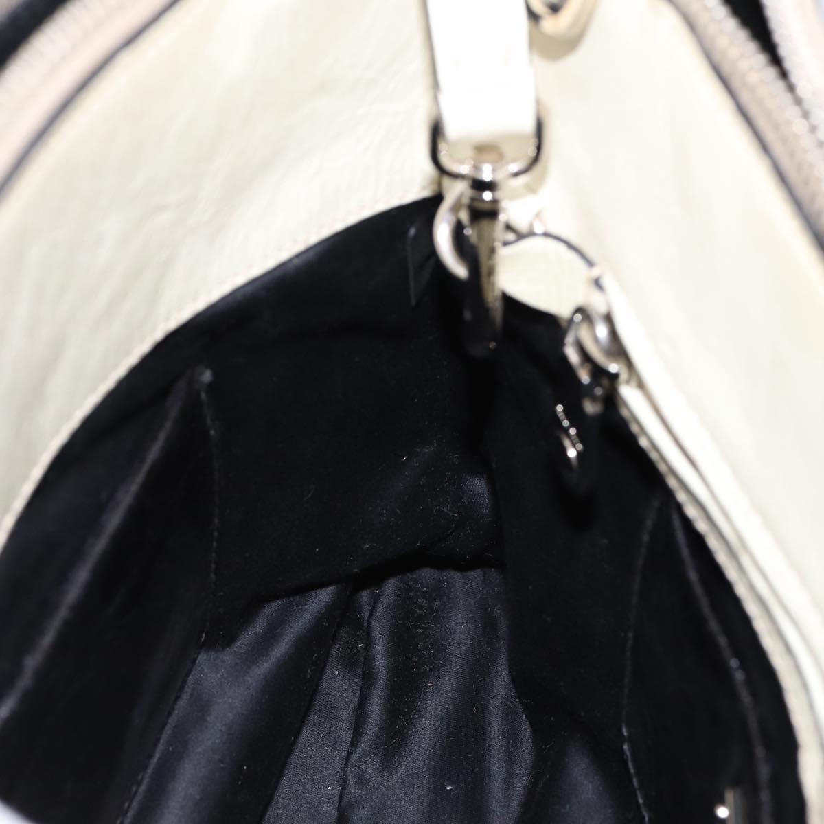 Miu Miu Vitellolux Hand Bag Leather 2way Black White Auth 202079V