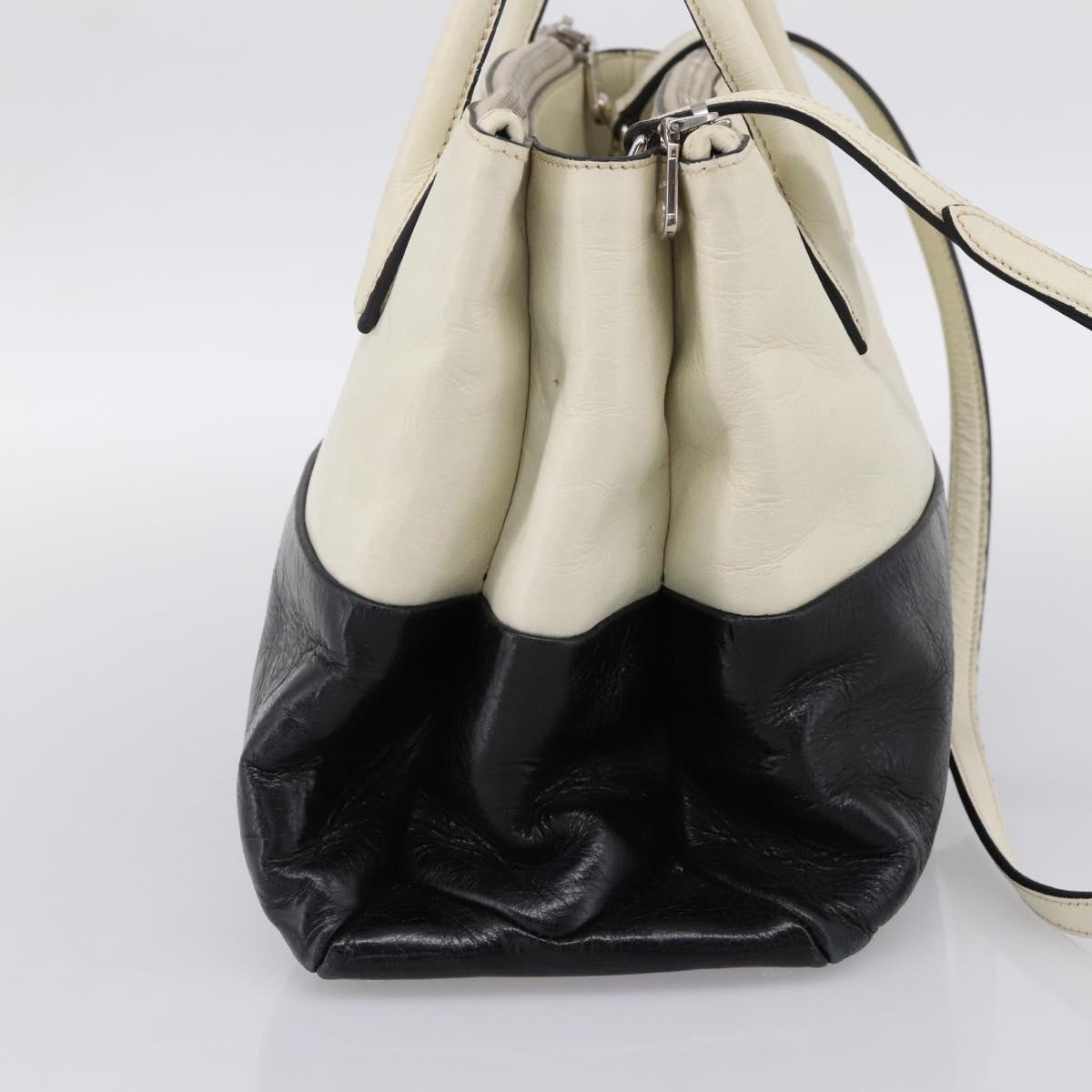 Miu Miu Vitellolux Hand Bag Leather 2way Black White Auth 202079V
