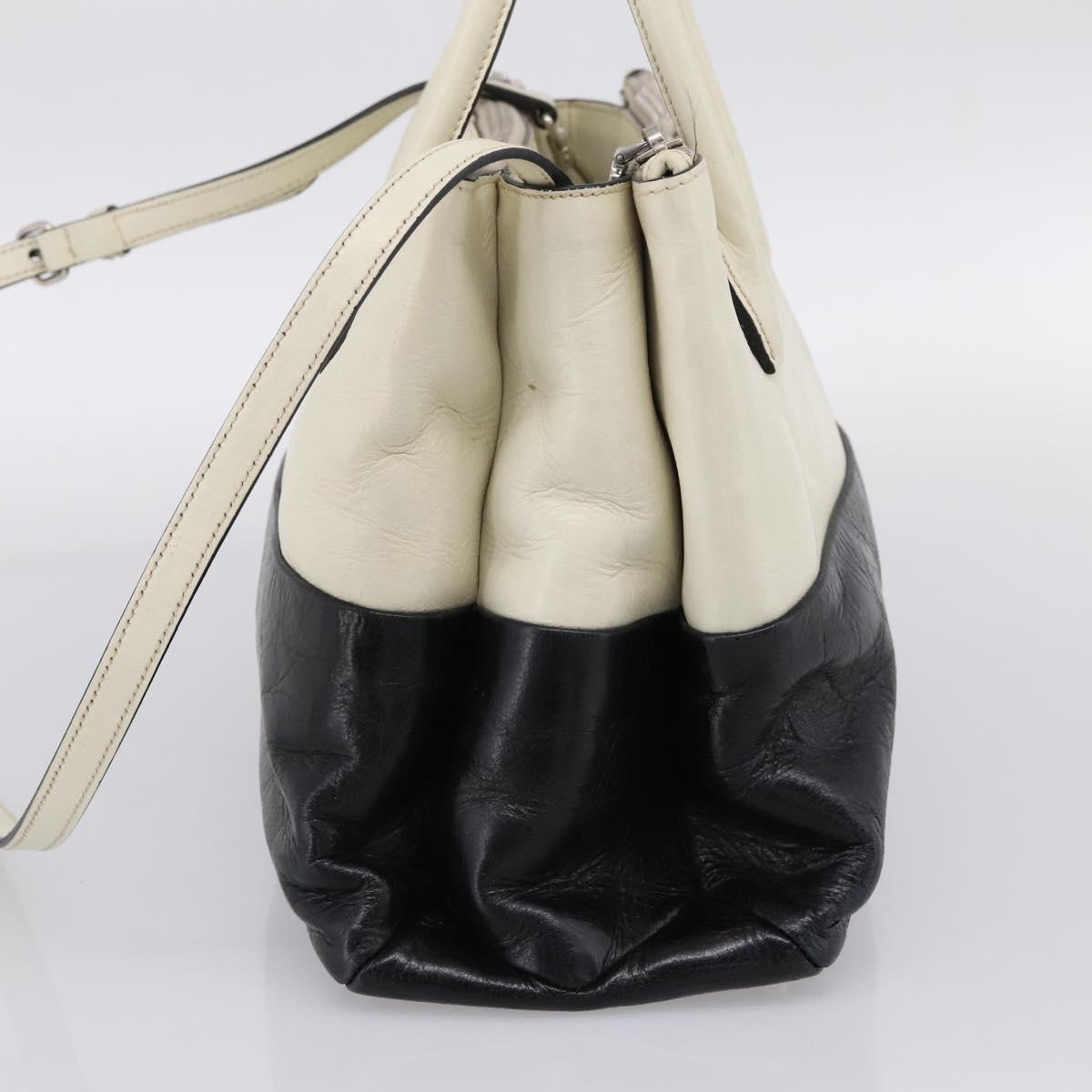 Miu Miu Vitellolux Hand Bag Leather 2way Black White Auth 202079V