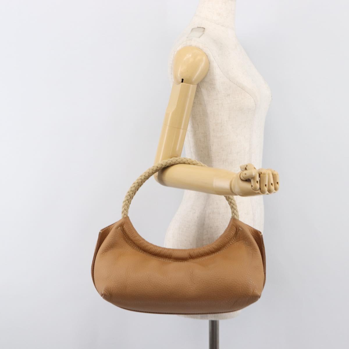 Miu Miu Tote Bag Leather Brown Beige Auth 202080V