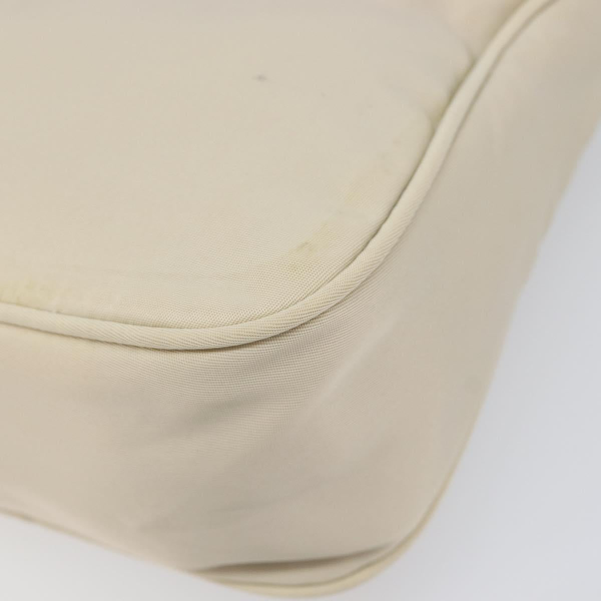 PRADA Accessory Pouch Nylon Beige Silver Auth 202088