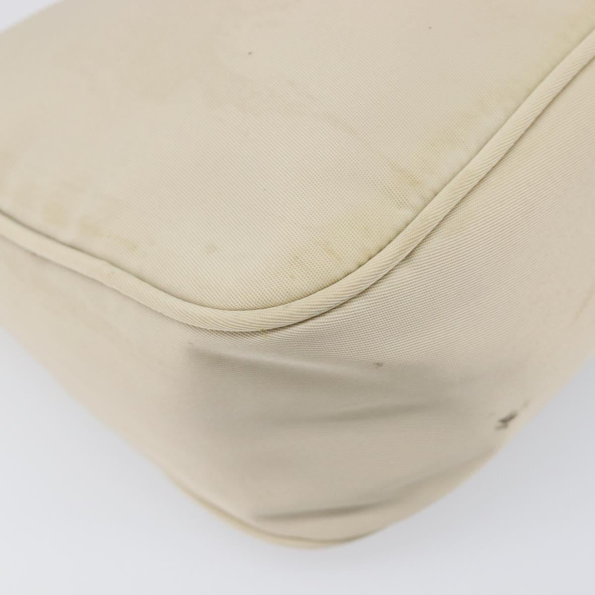 PRADA Accessory Pouch Nylon Beige Silver Auth 202088