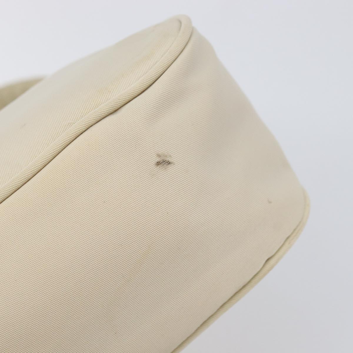 PRADA Accessory Pouch Nylon Beige Silver Auth 202088